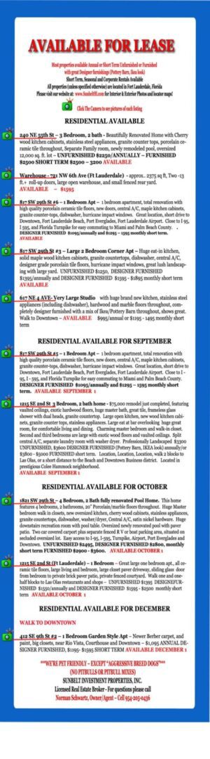 Flyer advertising residential units for rent in Bayonne, NJ, with contact information.
